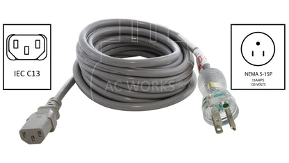 Straight Plug Straight Medical Grade Power Cord